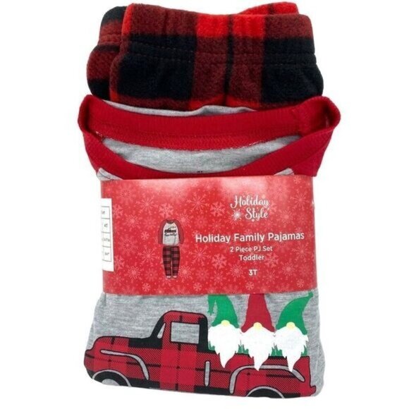 Holiday Style Toddler Gnome Plaid Pajama Set 3T - Picture 1 of 7